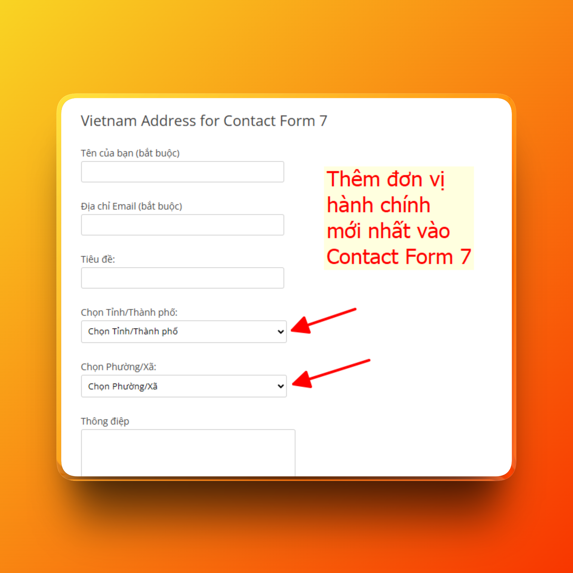 Thêm lựa chọn địa chỉ tỉnh thành vào contact form 7