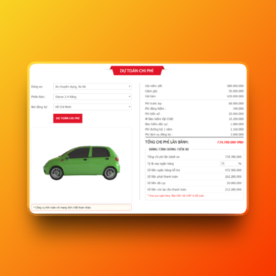 Plugin dự toán chi phí mua xe oto