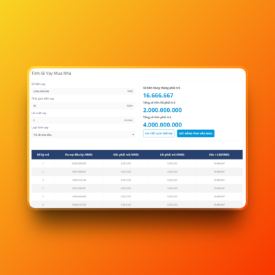 Plugin tính lãi vay mua nhà giống Homedy
