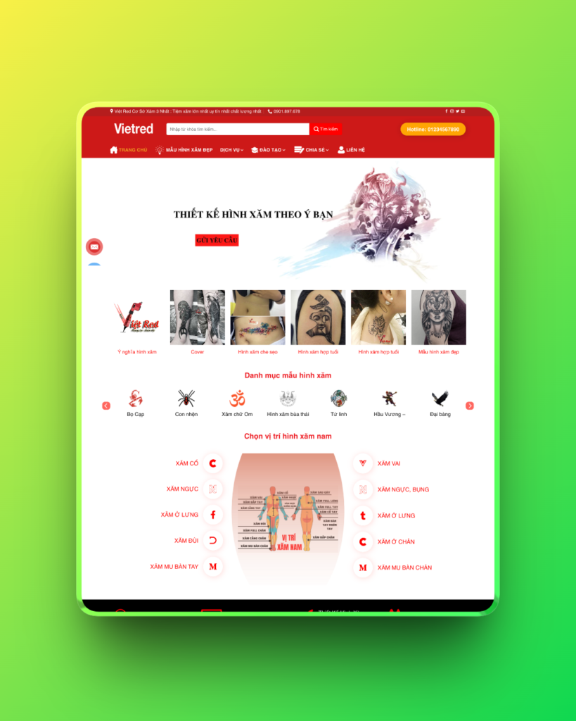 Theme wordpress dịch vụ xăm hình
