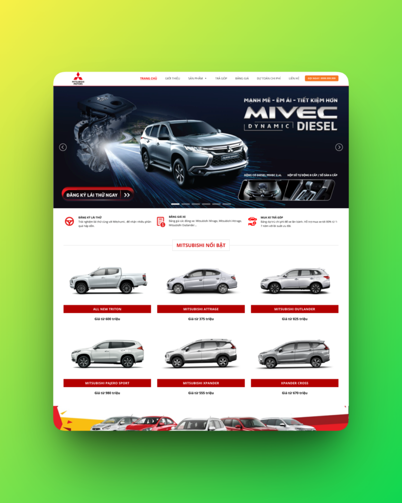 Theme wordpress bán xe Mitsubishi