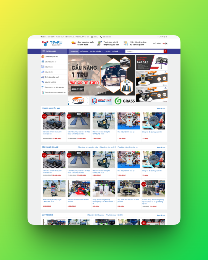 Theme wordpress bán thiết bị rửa xe ô tô