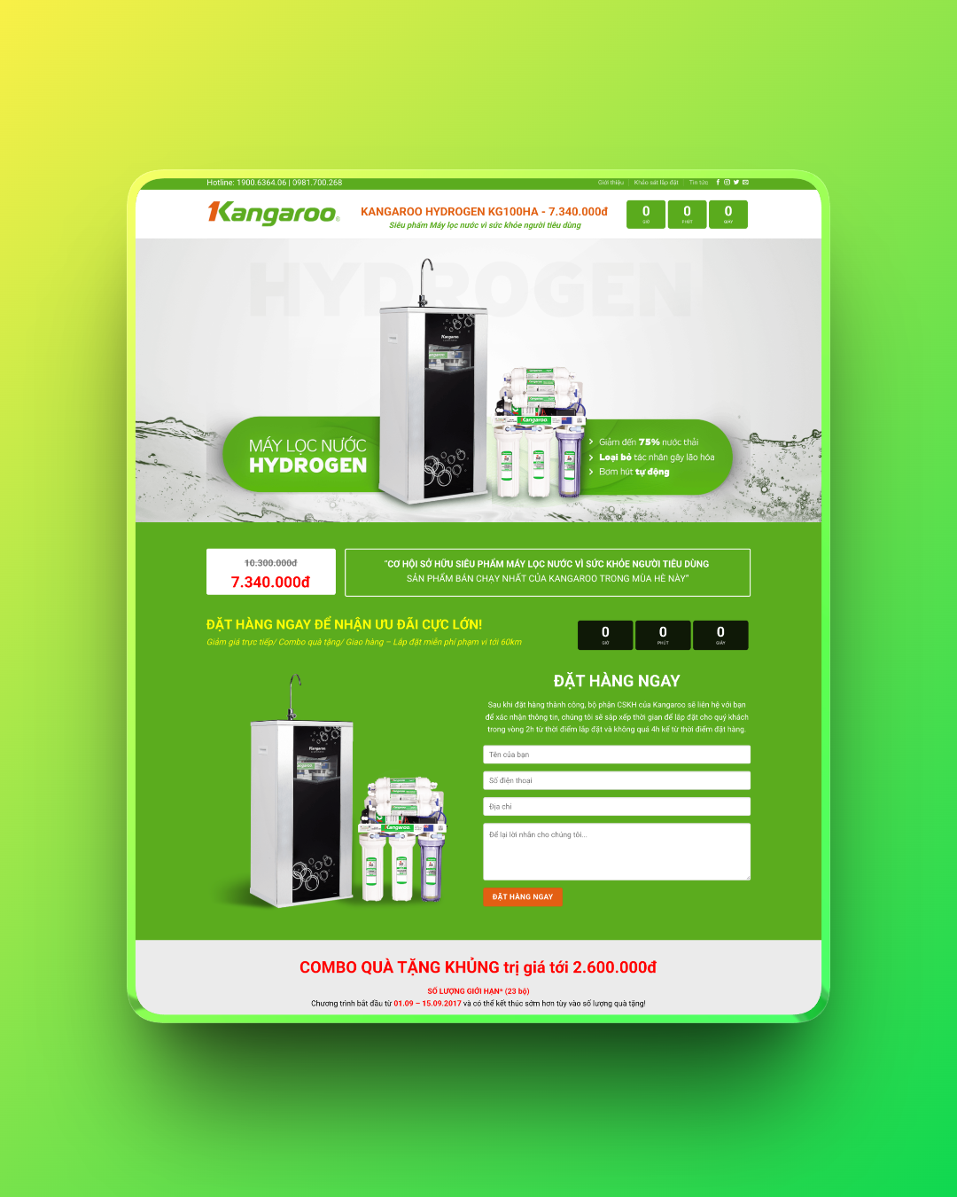 Theme wordpress Landing Page lọc nước