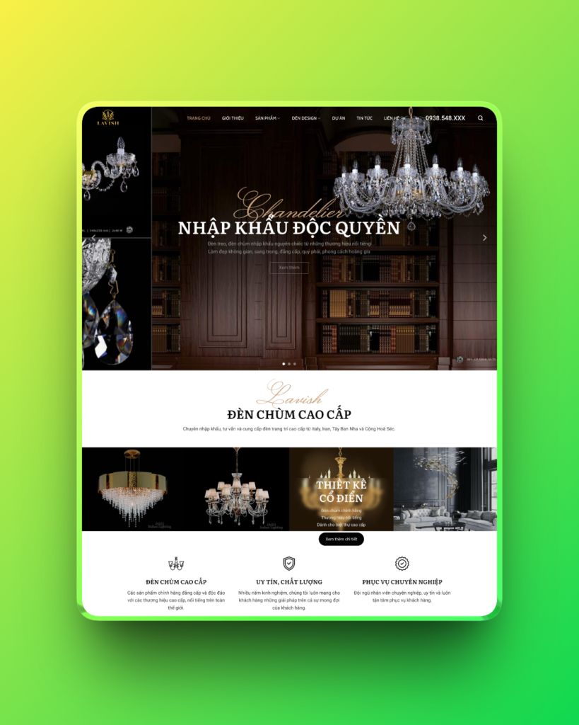 Theme wordpress bán đèn trang trí, đèn chùm