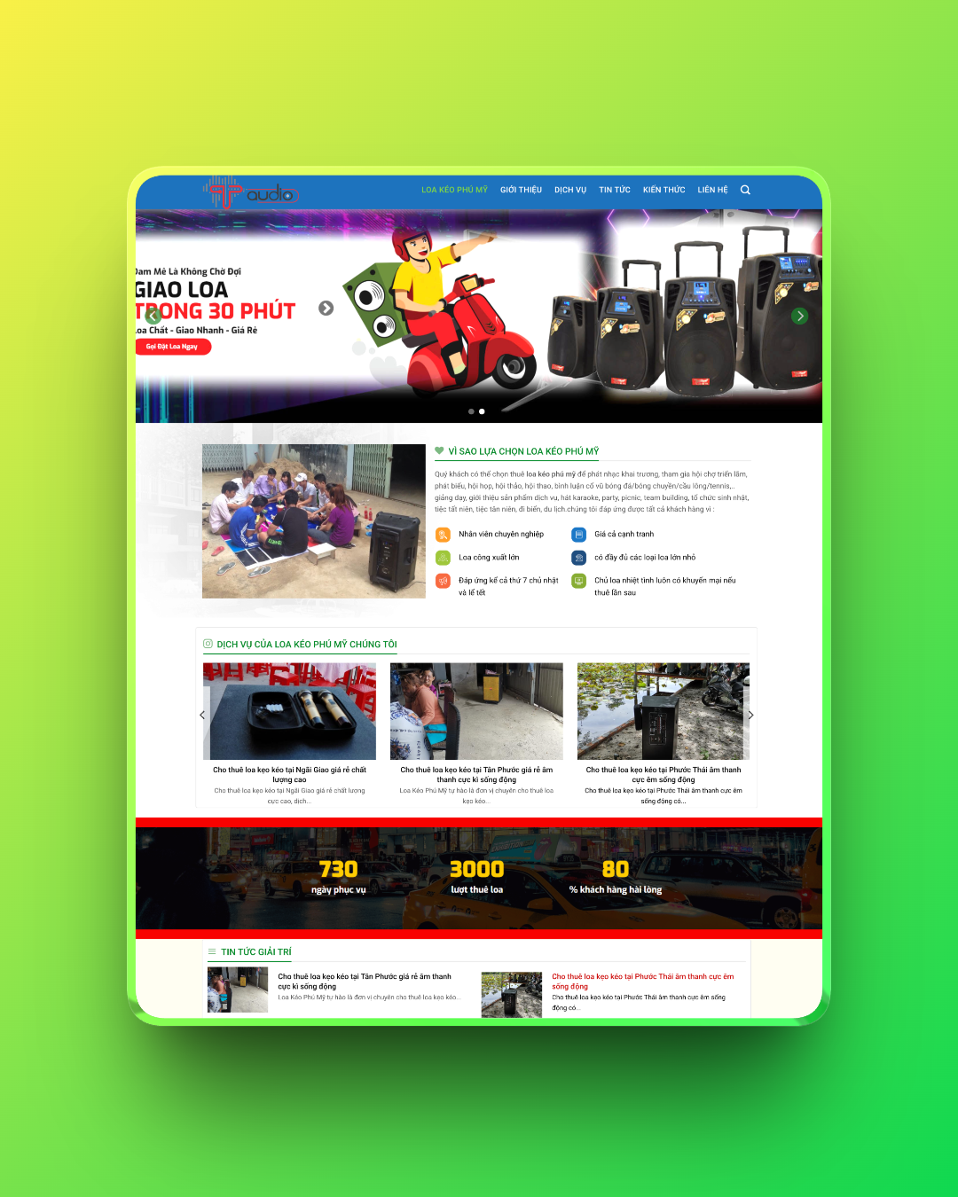 Theme wordpress dịch vụ cho thuê loa